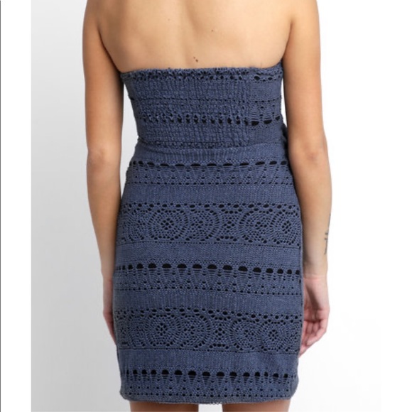 NWT Free People Strapless Eyelet Knit Mini Dress - Picture 2 of 5